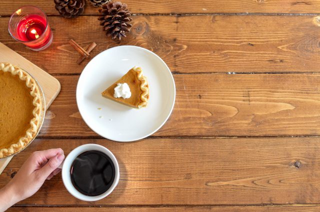 pie on a wooden table