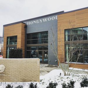 outside picture of honeywood in the winter