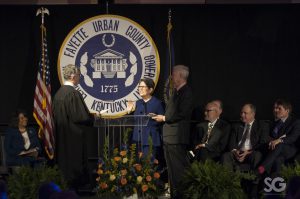 linda gorton taking her oath as mayor at the inaugural ceremony