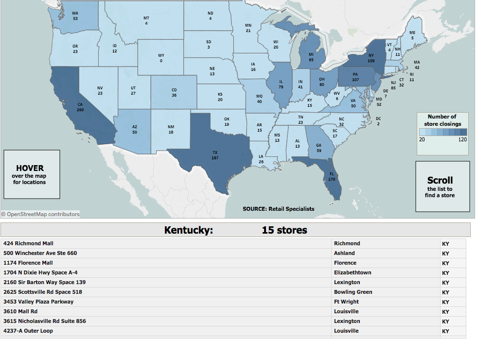 payless: map of the us with kentucky highlighted