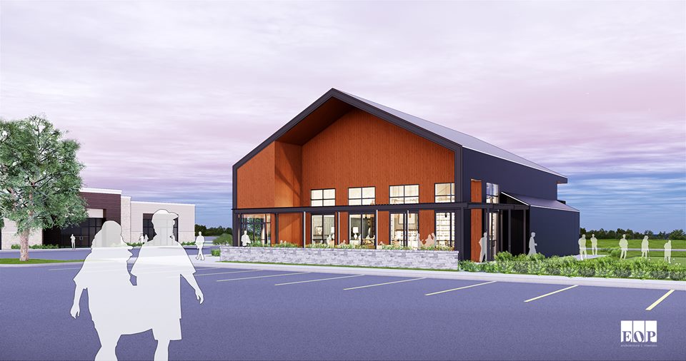 Jake's Cigar Bar: rendering of a new construction of a building