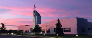 front view of Lexington Christian Academy at dusk